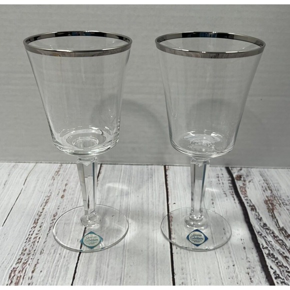Lenox Other - Vintage Lenox Solitaire Platinum Trim Wine‎ Glass USA Replacement - Set of 2